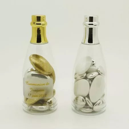 Dragées communion - Mini bouteille champagne dragees Or ou Argent