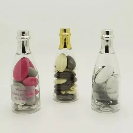 Dragées communion - Mini bouteille champagne dragees Or ou Argent