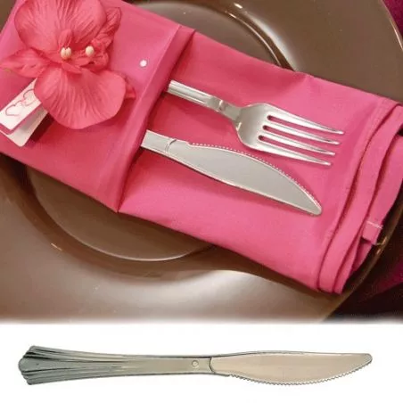 Couvert jetable - Couteau plastique imitation inox X50 Couvert jetable - Couteau plastique imitation inox X50