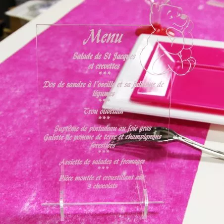 Menu gravé baptême Ourson Menu gravé baptême Ourson