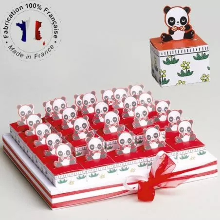 Kit plateaux boîte dragée Panda 25 parts Kit plateaux boîte dragée Panda 25 parts