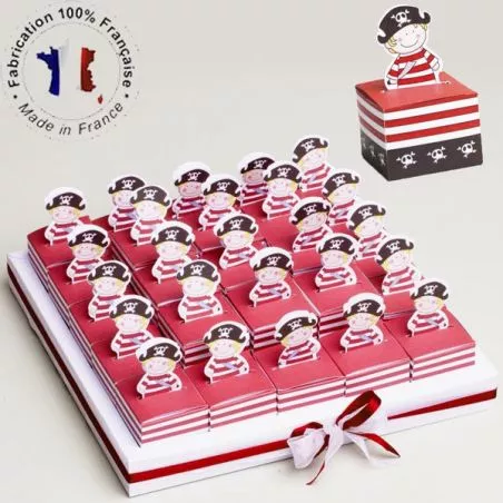 Kit plateaux boîte dragée Pirate 25 parts Kit plateaux boîte dragée Pirate 25 parts