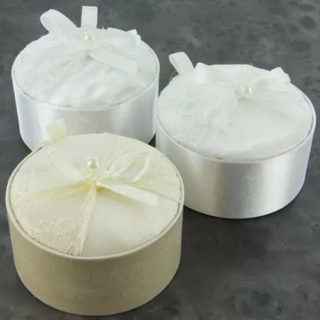 Boite dragées ronde Satin & Dentelle X3