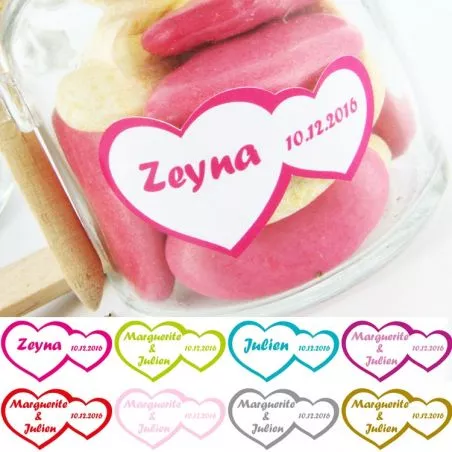 Etiquettes dragées autocollante sticker - Double coeur Etiquettes dragées autocollante sticker - Double coeur