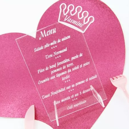Menu personnalisé plexi - Couronne Menu personnalisé plexi - Couronne