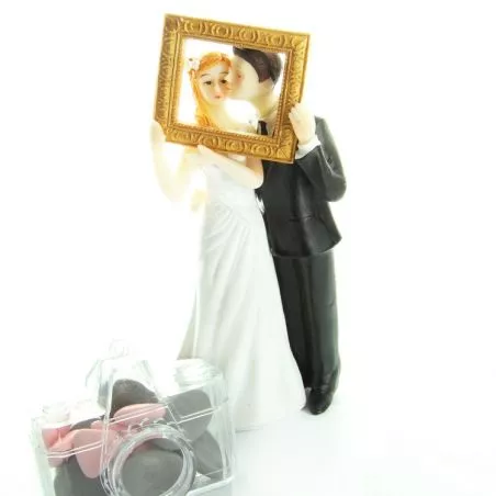 Figurine gateau mariage - Mariés encadré Figurine gateau mariage - Mariés encadré