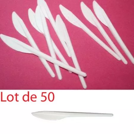 Couteau plastique jetable économique (les 50) Couteau plastique jetable économique (les 50)