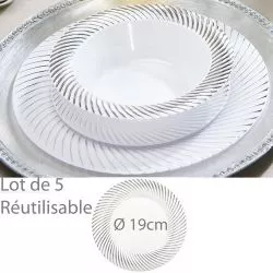Assiette reutilisable argentée Lamée 19cm (lot de 5)