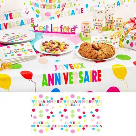 Nappe plastique jetable Joyeux anniversaire (ballons) Nappe plastique jetable Joyeux anniversaire (ballons)
