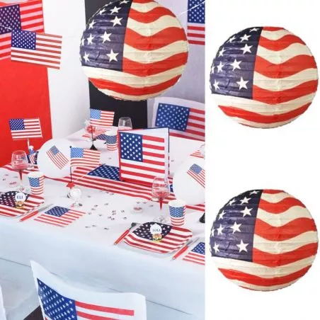 Lampion deco USA Ø 30cm (lot de 2) Lampion deco USA Ø 30cm (lot de 2)
