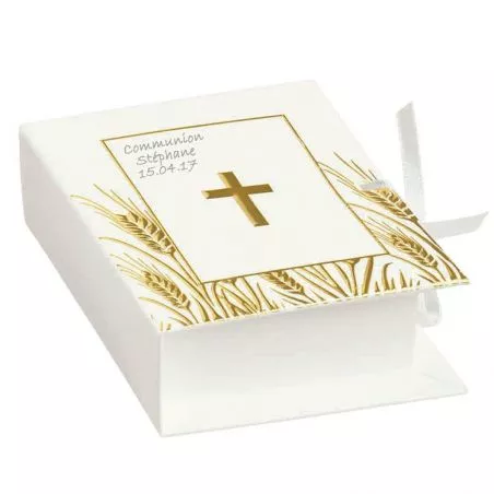 Boite dragées communion livre Bible (lot de 10) Boite dragées communion livre Bible (lot de 10)