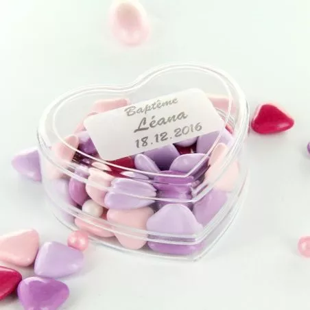 Boite dragées transparent Coeur plat Boite dragées transparent Coeur plat
