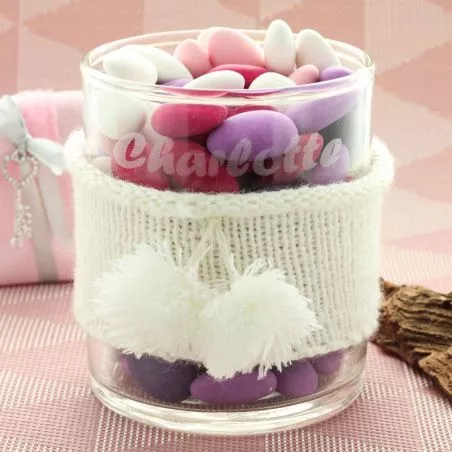 Bonbonnière baptême personnalisée Pompon Bonbonnière baptême personnalisée Pompon