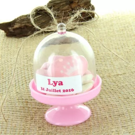 6 boites dragées baptême Cloche - Rose 6 boites dragées baptême Cloche - Rose