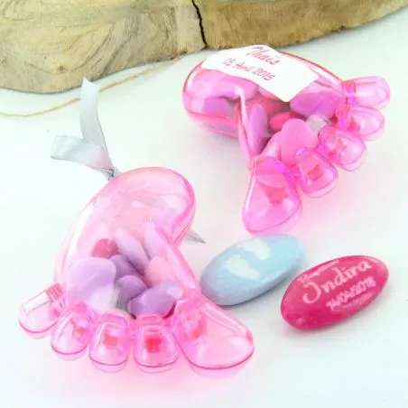 6 Boites dragée fille, Pied bébé - Rose 6 Boites dragée fille, Pied bébé - Rose