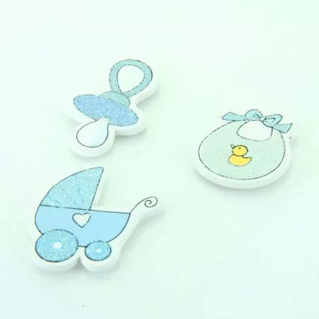 3 Stickers naissance Bleu à coller 3 Stickers naissance Bleu à coller