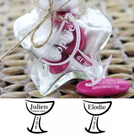 Etiquette dragées communion Plexi Calice