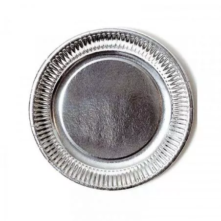 Assiette jetable Ø23cm Ronde (lot 8) - Argentée Assiette jetable Ø23cm Ronde (lot 8) - Argentée