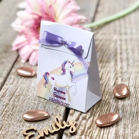 Boîte dragée carton licorne lot de 10 Boîte dragée carton licorne lot de 10