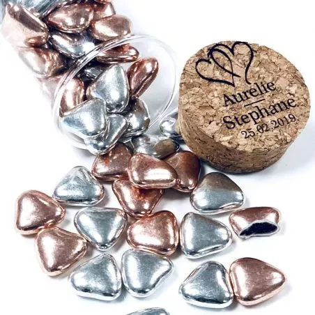 Mini coeur chocolat mélange Rose gold et Argent Mini coeur chocolat mélange Rose gold et Argent