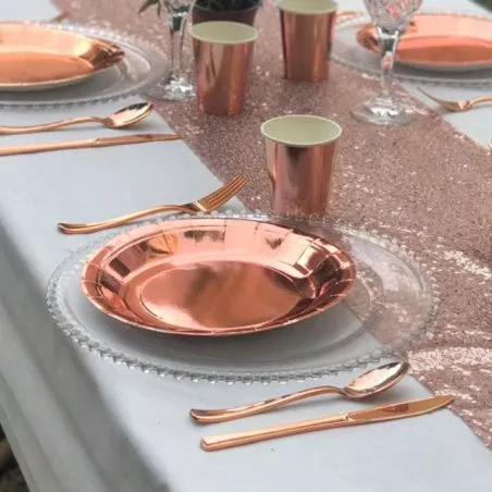Assiette jetable Ø23cm Ronde (lot 6) - Rose Gold