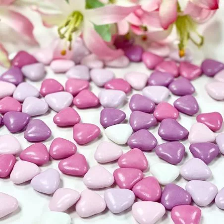 Dragées Coeurs chocolat lait variation Rose 500gr Dragées Coeurs chocolat lait variation Rose 500gr