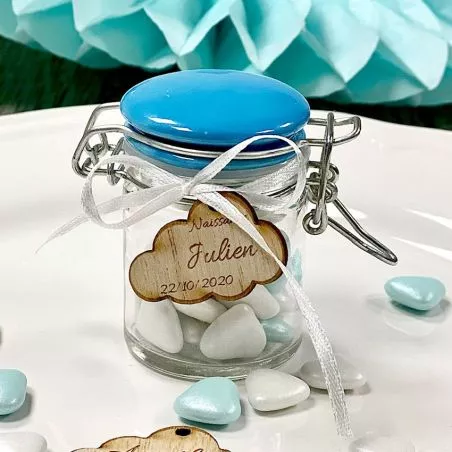 Mini Pot dragées Confiture Verre et Céramique - Bleu Mini Pot dragées Confiture Verre et Céramique - Bleu