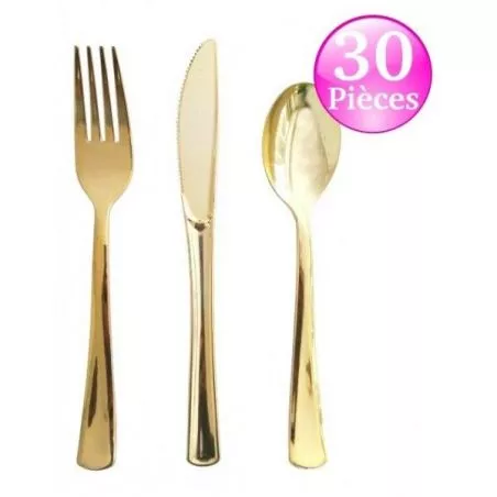 Ménagère de table jetable Or 30 piéces Ménagère de table jetable Or 30 piéces