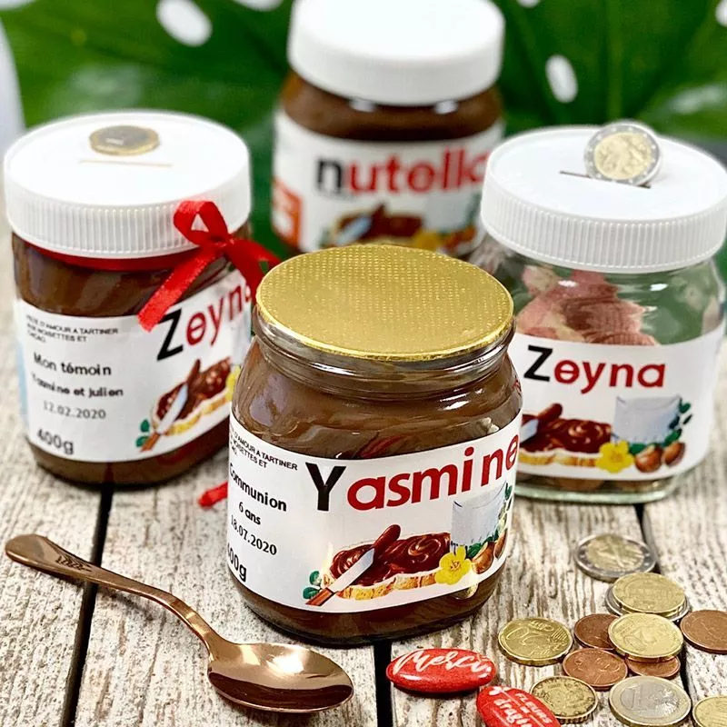 Pot NUTELLA® personnalisée tirelire 400gr Pot NUTELLA® personnalisée tirelire 400gr