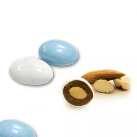 Dragées amande choco 2 en 1 - Bleu / Blanc Dragées amande choco 2 en 1 - Bleu / Blanc