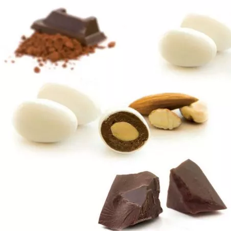 Dragées mixte 2en 1 choco et amande - Blanc Dragées mixte 2en 1 choco et amande - Blanc