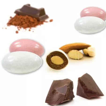 Dragées amande choco 2 en 1 - Rose / Blanc Dragées amande choco 2 en 1 - Rose / Blanc