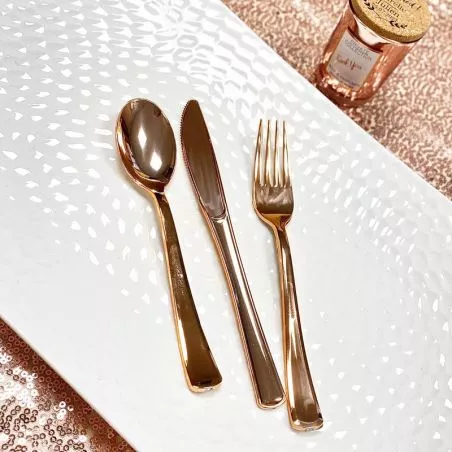 Ménagère de table jetable Rose Gold 30 pièces Ménagère de table jetable Rose Gold 30 pièces