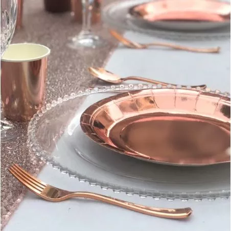 Ménagère de table jetable Rose Gold 30 pièces Ménagère de table jetable Rose Gold 30 pièces