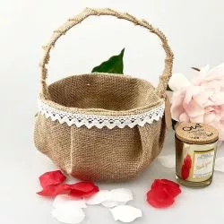 Panier pétale mariage Jute
