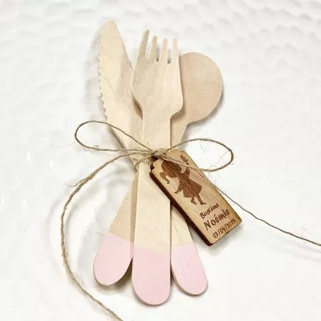 ménagère en BOIS X18 imprimé Rose ménagère en BOIS X18 imprimé Rose