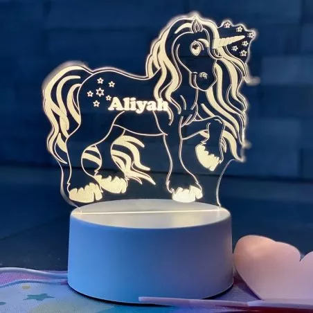 Lampe Licorne led 3D - Personnalisée Lampe Licorne led 3D - Personnalisée