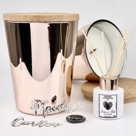 Bougie géante parfumée XL "mèche bois" 1,5kg - Rose Gold Bougie géante parfumée XL "mèche bois" 1,5kg - Rose Gold
