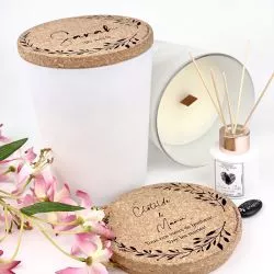 Bougie personnalisée parfumée XL "mèche bois" 1,5kg - Blanche