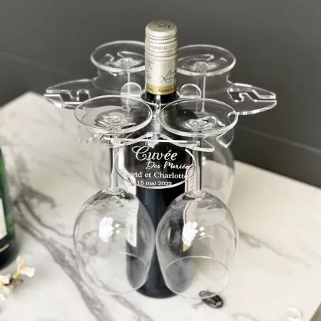 Support pour 6 flûtes à vin sur Bouteille de vin Support pour 6 flûtes à vin sur Bouteille de vin