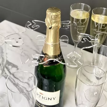 Support pour 6 flûtes champagne sur Bouteille Support pour 6 flûtes champagne sur Bouteille