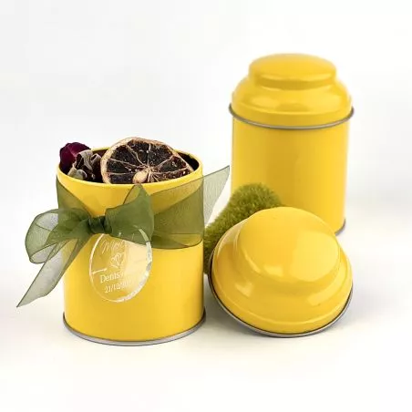 Boîte à thé fer jaune Boîte à thé fer jaune