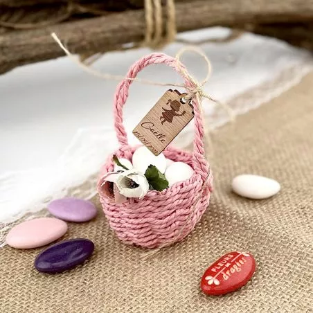 Panier rond au crochet - Rose Panier rond au crochet - Rose