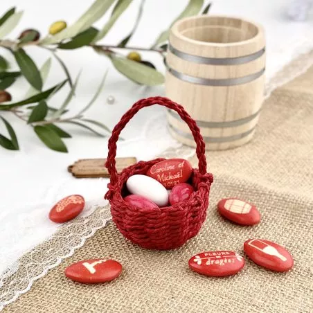 Panier rond au crochet - Rouge Panier rond au crochet - Rouge