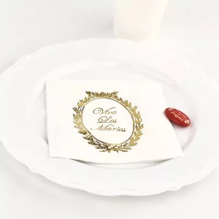 Serviette mariage "VLM" Or (les 20) Serviette mariage "VLM" Or (les 20)