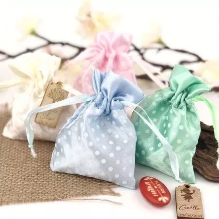 Bourse dragées en satin Pois (12pcs) Bourse dragées en satin Pois (12pcs)