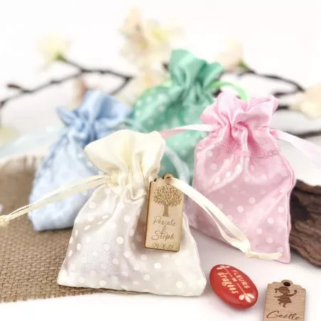 Bourse dragées en satin Pois (12pcs) Bourse dragées en satin Pois (12pcs)