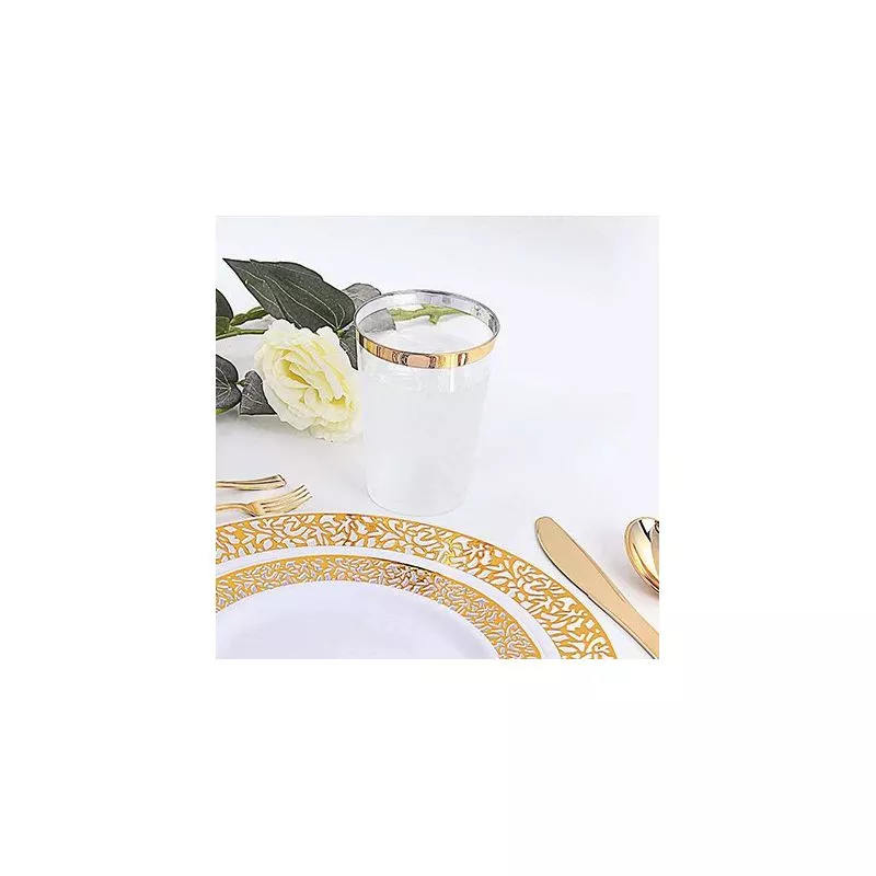 Verre Cristal réutilisable Liseré Or - 6 Pièces Verre Cristal réutilisable Liseré Or - 6 Pièces