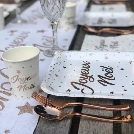 Gobelet Joyeux Noel Blanc et rose gold X10 Gobelet Joyeux Noel Blanc et rose gold X10