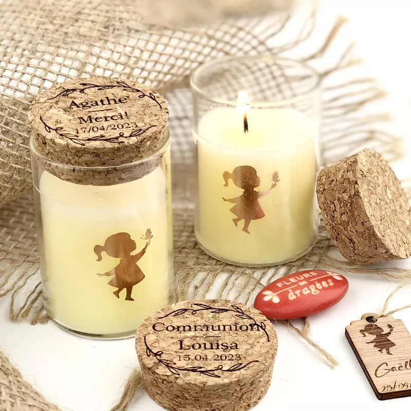 Eprouvette bapteme fille - Bougie parfumée Eprouvette bapteme fille - Bougie parfumée